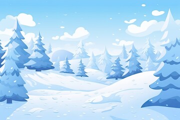 Naklejka na ściany i meble Snowy Blue and White Winter Background - Simplistic Flat Illustration Vector Wallpaper - Based Animation Style - Animated Illustration Backdrop created with Generative AI Technology