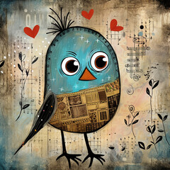 a cartoon of a cute Jinkun Bird in love