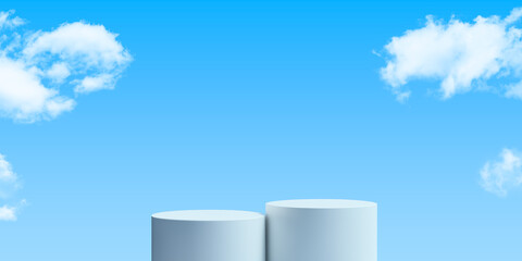 background stand 3Dand cloud blue white