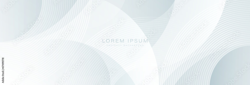 Poster white geometric abstract background with overlap layer. modern circle lines pattern. minimal geometr