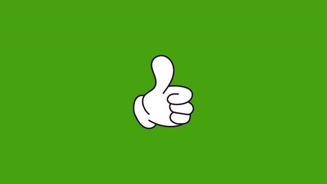 cartoon thumbs up icon animation. green screen. 4K motion animation.
