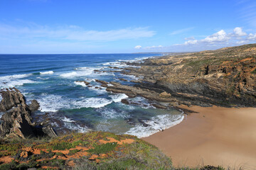 Beautiful Praia da Barca Grande in Almograve, Portugal