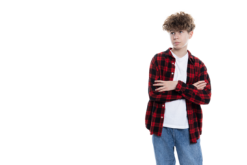 PNG, teenage boy stylishly dressed, isolated on white background.