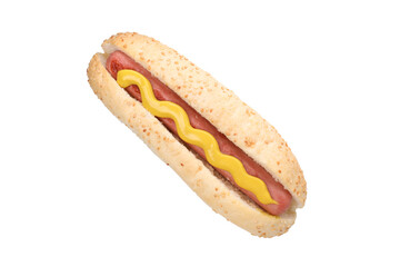 PNG,delicious hot dog with mustard, isolated on white background