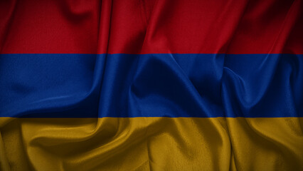 3d illustration flag of Armenia. Close up waving flag of Armenia.