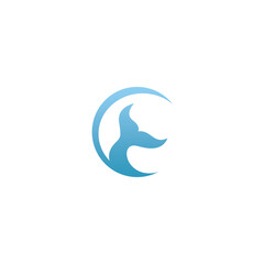Fototapeta na wymiar whale tail logo simple. whale tail moon logo