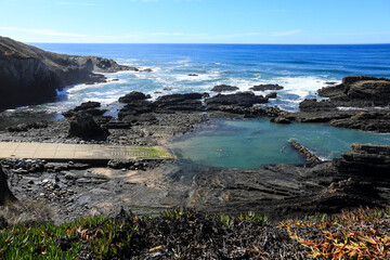 Boat ramp in Lapa de Pombas fishing port in Portugal