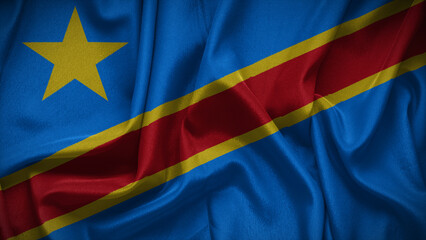 3d illustration flag of Dr Congo. Close up waving flag of Democratic republic.
