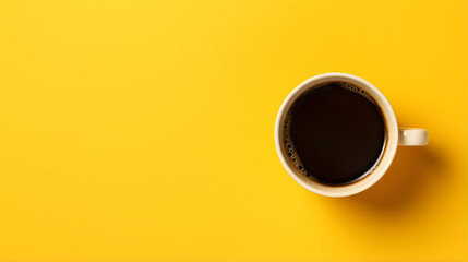 black coffee cup on yellow background - Powered by Adobe