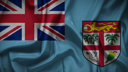 3d illustration flag of Fiji. Close up waving flag of Fiji.