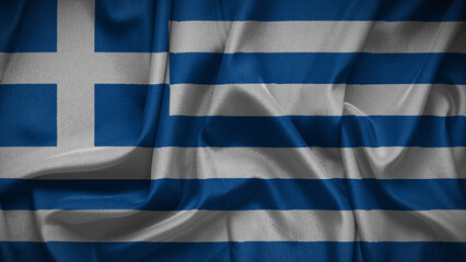 3d illustration flag of Greece. Close up waving flag of Greece.