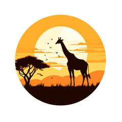 Giraffensilhouette bei Sonnenuntergang