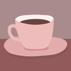 simple vector illustration pink cup of coffee