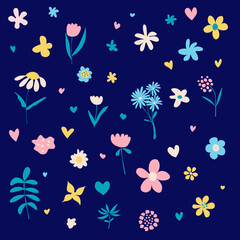 Fototapeta na wymiar simple vector illustration variuous flowers