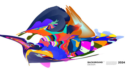 Colorful abstract fluid shape for digital web banner design template 2024