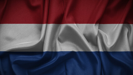 3d illustration flag of Netherlands. Close up waving flag of Netherlands.