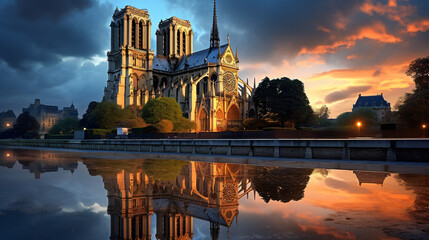 Notre Dame de Paris cathedral France - obrazy, fototapety, plakaty