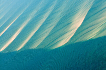 vue aérienne des bancs de sable sous la mer au Banc d'Arguin à Arcachon en France