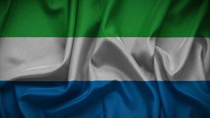 3d illustration flag of Sierra Leone. Close up waving flag of Sierra Leone.