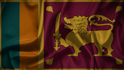 3d illustration flag of Sri Lanka. Close up waving flag of Sri Lanka.