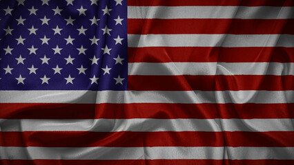 3d illustration flag of America. Close up waving flag of America.