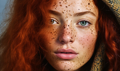 Faces of Confidence: Young Woman with Freckles in Portrait
