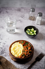 Beef stew with mashed potatoes