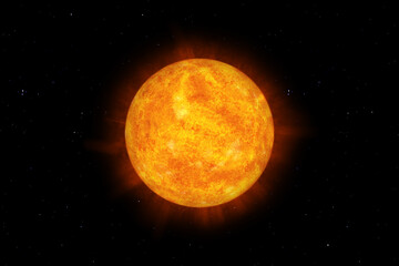 detailed sun in space with stars