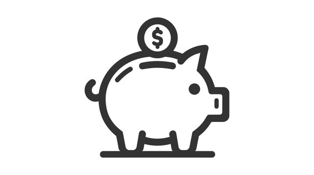 Money box line icon isolated on white background