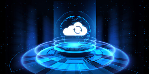 Cloud technology data storage concept on virtual screen.