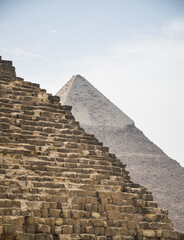Travel and vacation in Egypt. The Great Pyramids in Cairo, famous Wonder of the World, Giza, Egypt