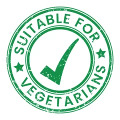 Fotobehang Isolated Grunge Green Suitable for Vegetarians stamp sticker with Tick icon vector illustration © AbudanceGuy