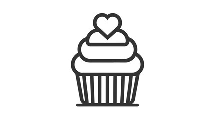 Vector icon of a cupcake with a heart-shaped topper.