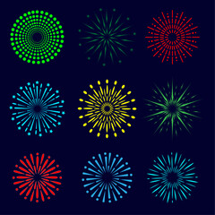 color fireworks for anniversary celebration festival flat vector design