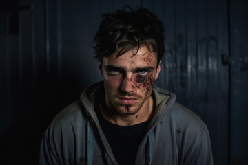 Fototapeta premium Beaten up young man