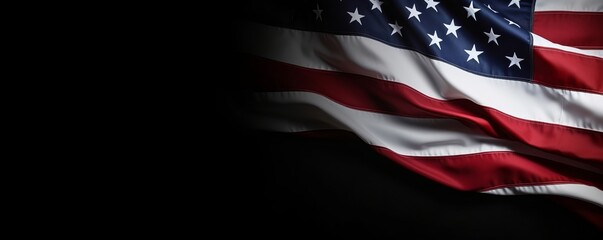 United States Flag On Black Background with Copy Space, Generative AI