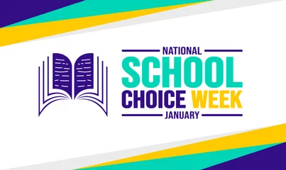 Foto op Plexiglas January is National School Choice Week background template. Holiday concept. background, banner, placard, card, and poster design template with text inscription and standard color. vector illustration © Neelrong