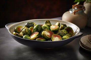 shimmering brussels sprouts on a smooth backdrop. Generative AI