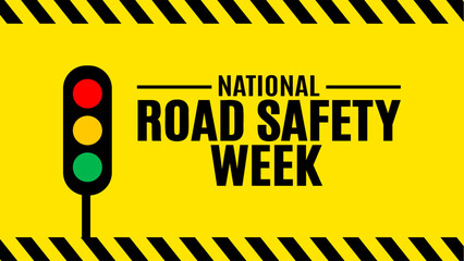 January is National Road safety week background template. Holiday concept. background, banner, placard, card, and poster design template with text inscription and standard color. vector illustration. - obrazy, fototapety, plakaty