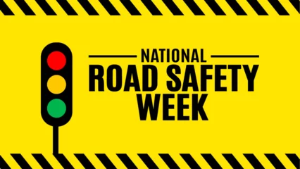 Fotobehang January is National Road safety week background template. Holiday concept. background, banner, placard, card, and poster design template with text inscription and standard color. vector illustration. © Neelrong