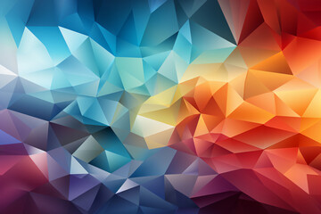 Wallpaper of kaleidoscope pattern of vibrant triangles and hexagons in gradient hues.
