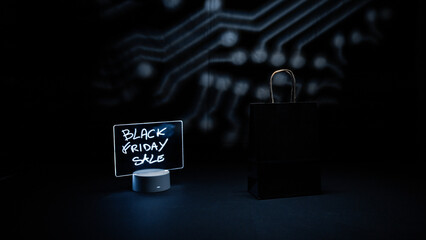 Shopping bag and Black Friday sign