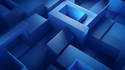 Abstract 3d render, blue geometric background design. Generative AI.