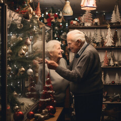 Fototapeta premium Beloved Grandparents Embrace the Christmas Spirit