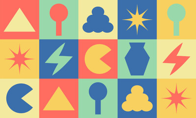 Abstract pastel geometric vector pattern. Colorful geometric pattern design. Flat shapes geometric design.