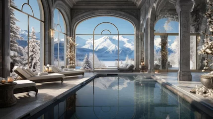 Fotobehang An indoor pool in a spa hotel in winter © jr-art