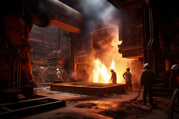 steel plant, metallurgical industry - obrazy, fototapety, plakaty