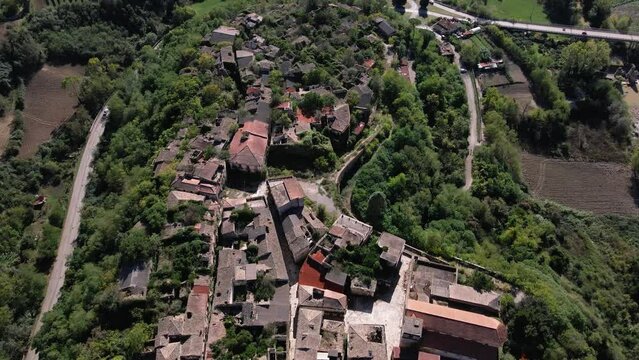 View from above of an old abandoned city in Italy. Village of old Apice (Borgo di Apice Vecchia)