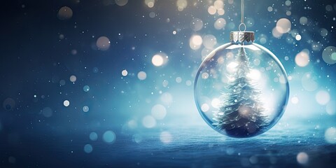 Fototapeta na wymiar Festive glitter. Sparkling christmas ornaments in winter glow. Magic of season. Shiny baubles adorning tree. Winter wonderland decor. Ornate in snowy silence