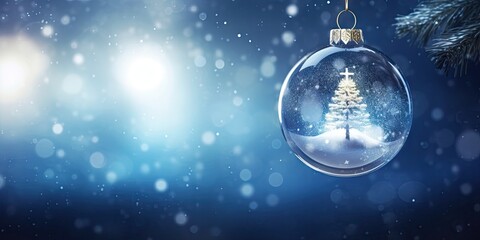 Fototapeta na wymiar Festive glitter. Sparkling christmas ornaments in winter glow. Magic of season. Shiny baubles adorning tree. Winter wonderland decor. Ornate in snowy silence